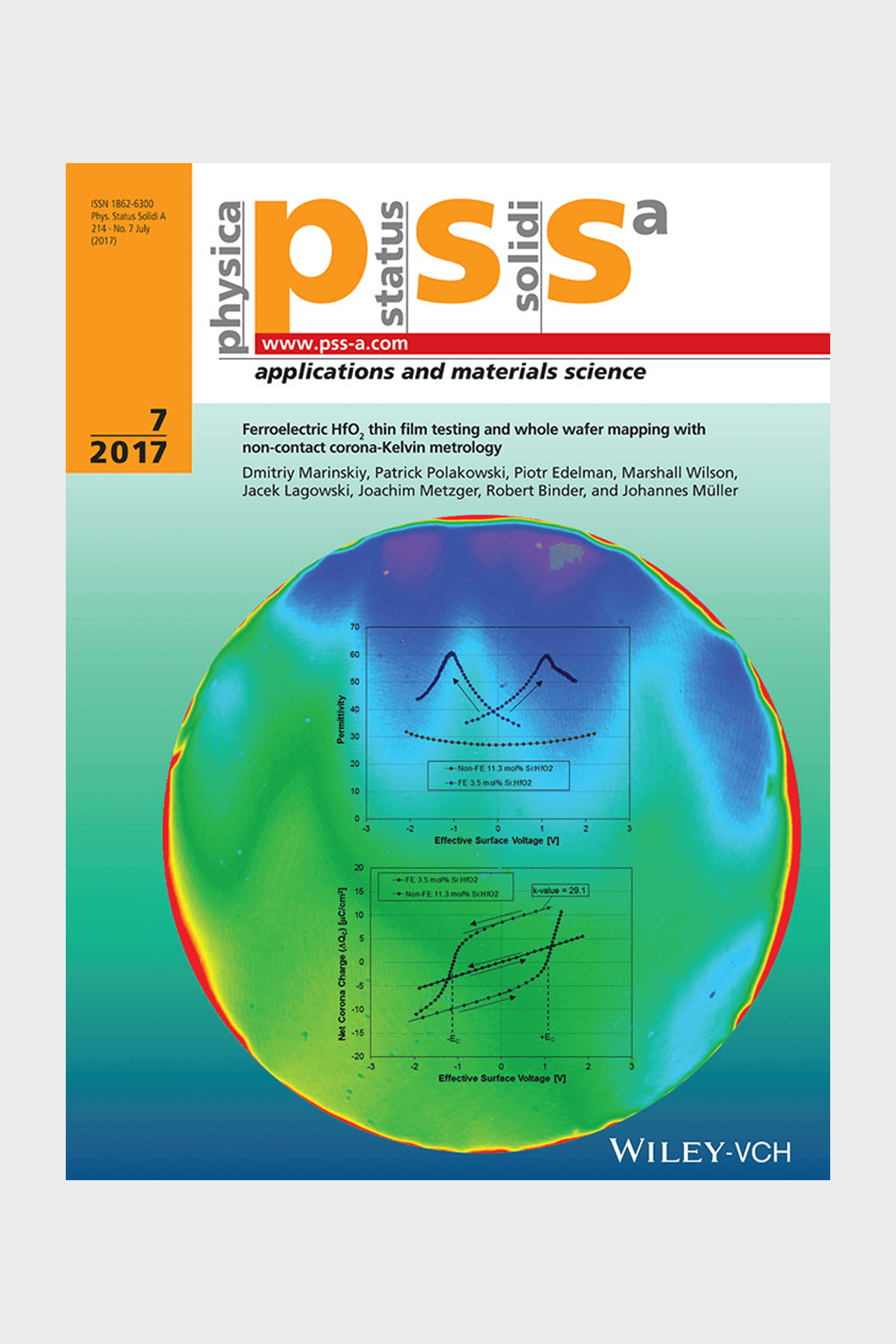 Ferroelectric HfO2 thin film testing and whole wafer mapping with non‐contact corona‐Kelvin metrology